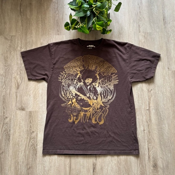 Men’s Vintage y2k Grunge Jimmi Hendrix Brown T Shirt - Picture 1 of 6